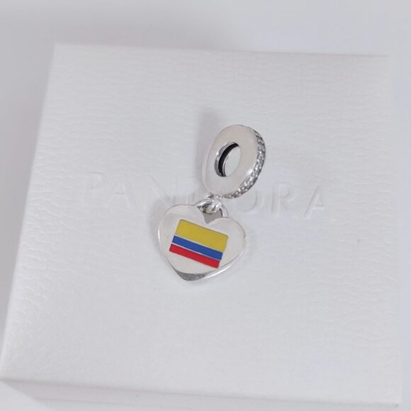 Pandora Colombia Flag Dangle Charm Exclusive Travel Pendant S925 Silver with box - Picture 3 of 6